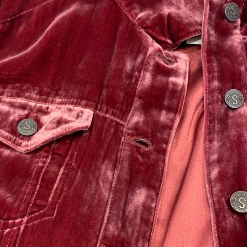 Sundance Wren II Velvet Jacket Maroon Red Burgundy Fall Winter Holiday Rich S - Picture 5 of 6